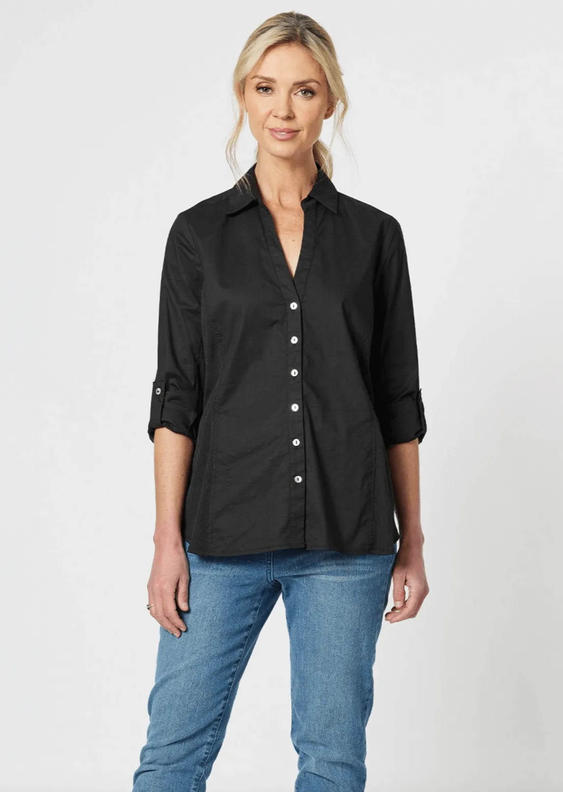 Emma Rib Detail Shirt - Black