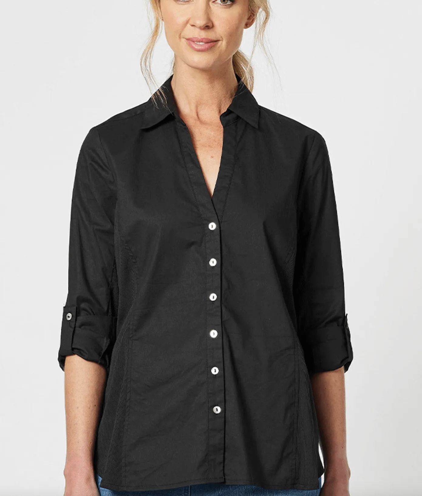 Emma Rib Detail Shirt - Black