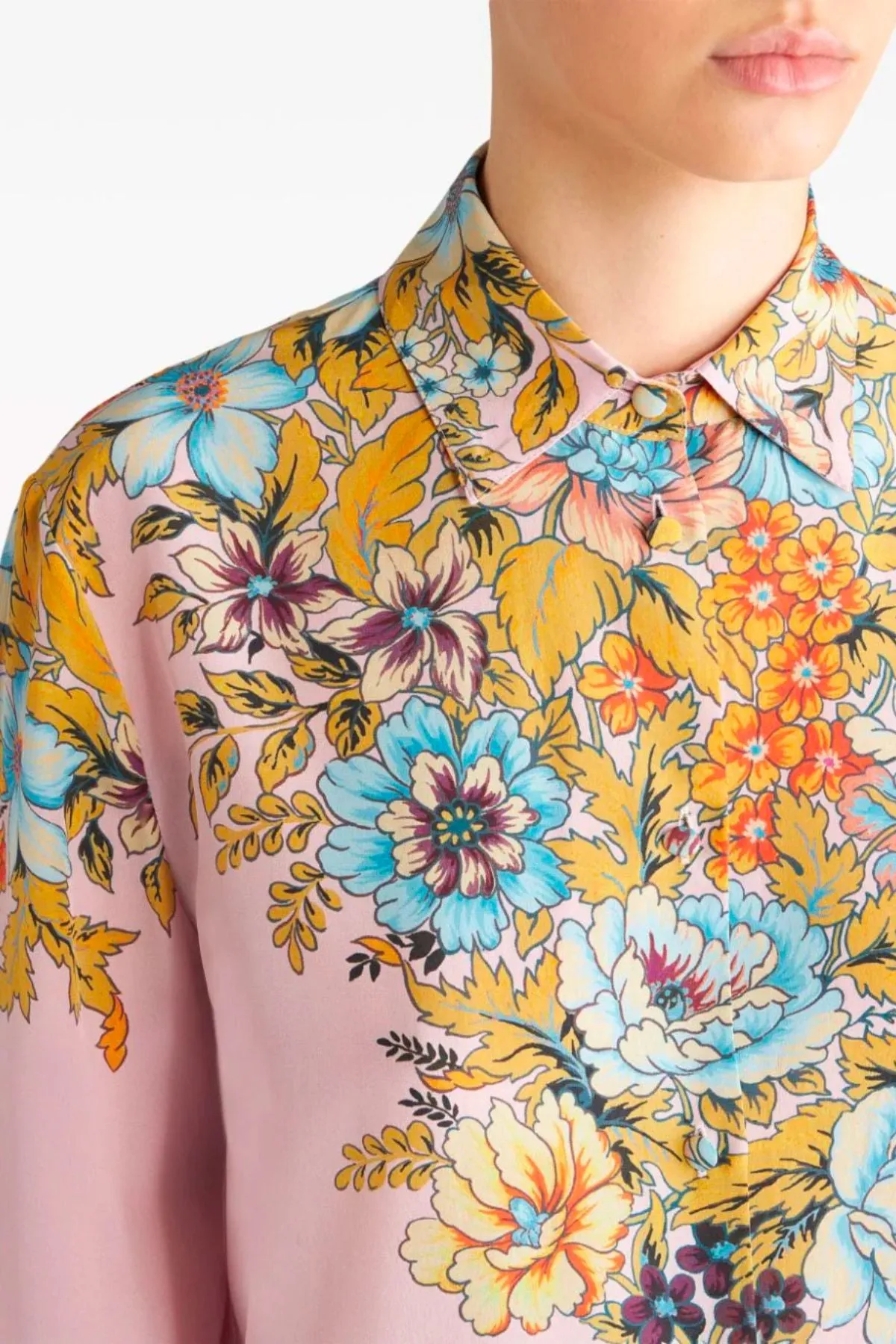 Etro Floral Silk Pyjama Shirt - Pink Multi