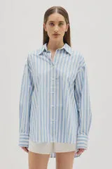 Everyday Poplin Shirt Cornflower Blue Stripe