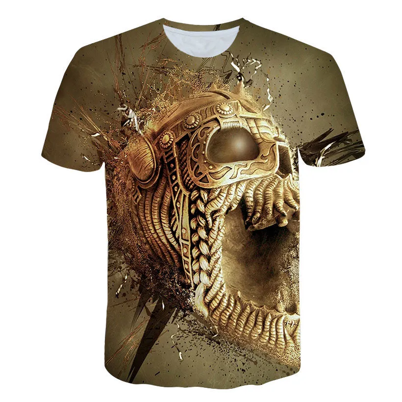 Fashion Summer Horror Skull 3D Print Men&#39;s T-Shirt O-Neck Short Sleeve Casual Breathable Oversized Male T Shirt Top Men Clothing