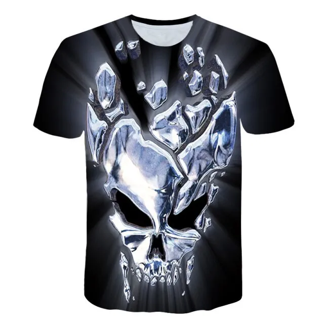 Fashion Summer Horror Skull 3D Print Men&#39;s T-Shirt O-Neck Short Sleeve Casual Breathable Oversized Male T Shirt Top Men Clothing