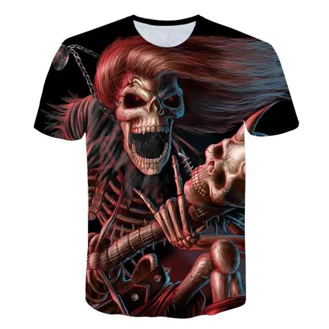 Fashion Summer Horror Skull 3D Print Men&#39;s T-Shirt O-Neck Short Sleeve Casual Breathable Oversized Male T Shirt Top Men Clothing