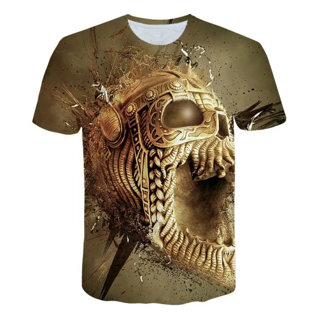 Fashion Summer Horror Skull 3D Print Men&#39;s T-Shirt O-Neck Short Sleeve Casual Breathable Oversized Male T Shirt Top Men Clothing