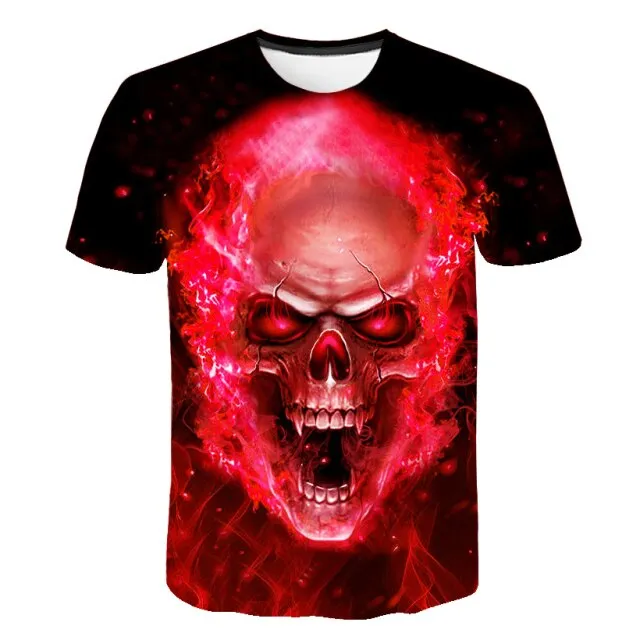 Fashion Summer Horror Skull 3D Print Men&#39;s T-Shirt O-Neck Short Sleeve Casual Breathable Oversized Male T Shirt Top Men Clothing