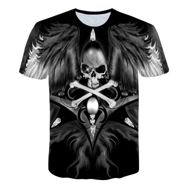 Fashion Summer Horror Skull 3D Print Men&#39;s T-Shirt O-Neck Short Sleeve Casual Breathable Oversized Male T Shirt Top Men Clothing