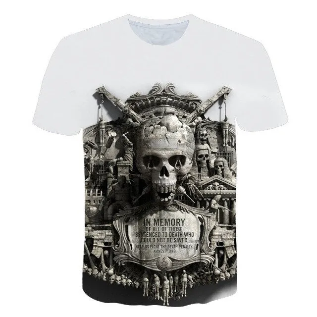 Fashion Summer Horror Skull 3D Print Men&#39;s T-Shirt O-Neck Short Sleeve Casual Breathable Oversized Male T Shirt Top Men Clothing