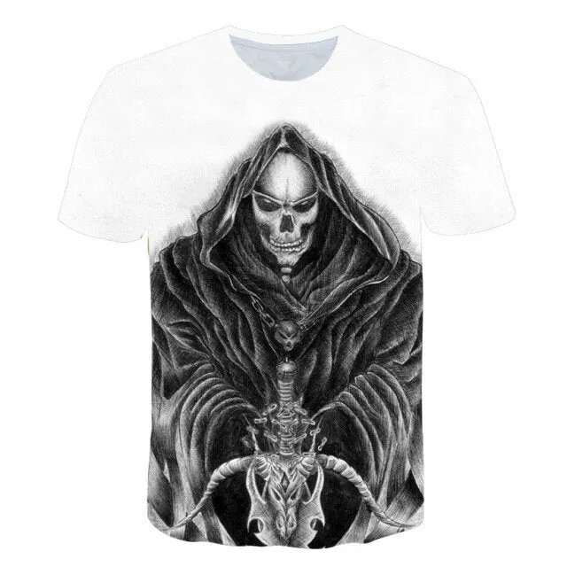 Fashion Summer Horror Skull 3D Print Men&#39;s T-Shirt O-Neck Short Sleeve Casual Breathable Oversized Male T Shirt Top Men Clothing