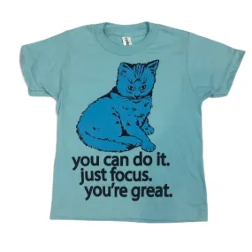 Focus Cat Youth T-shirt - Very Blue