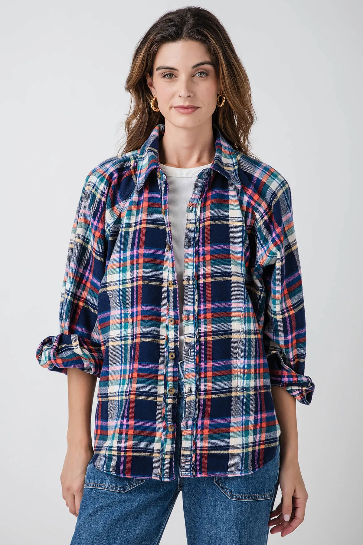 Free People Girl Meets Boy Plaid Shirt