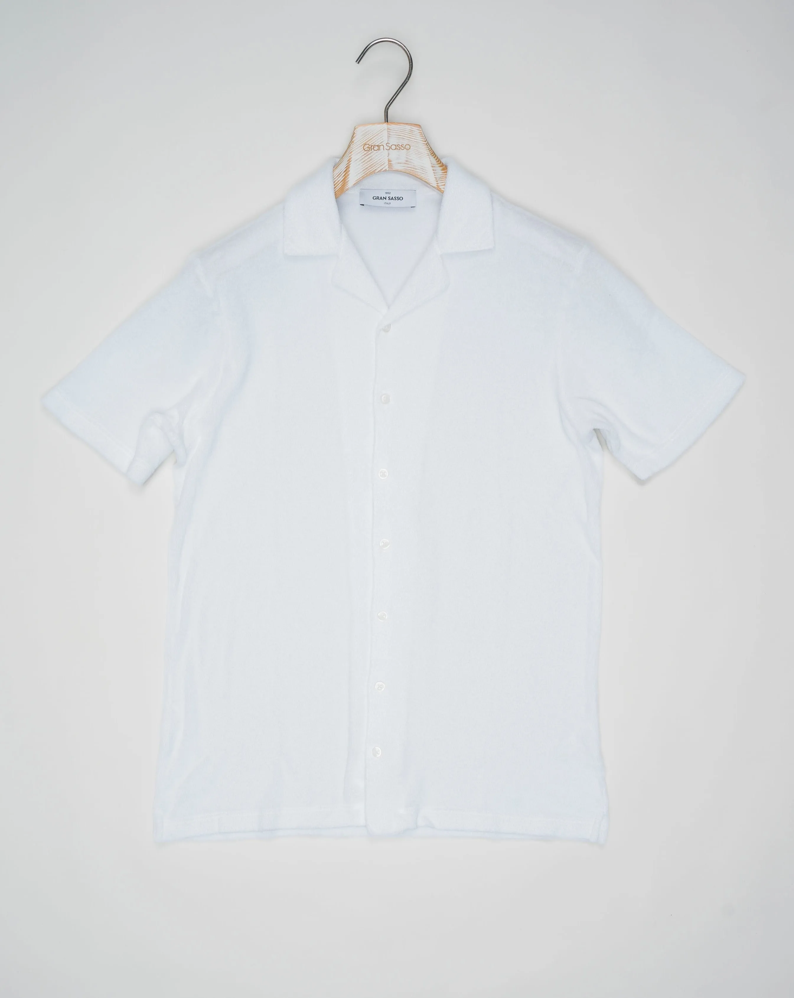 Gran Sasso Sponge Camp Collar Shirt / White