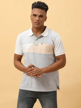 Grey Polo Shirt With Zipped Pocket