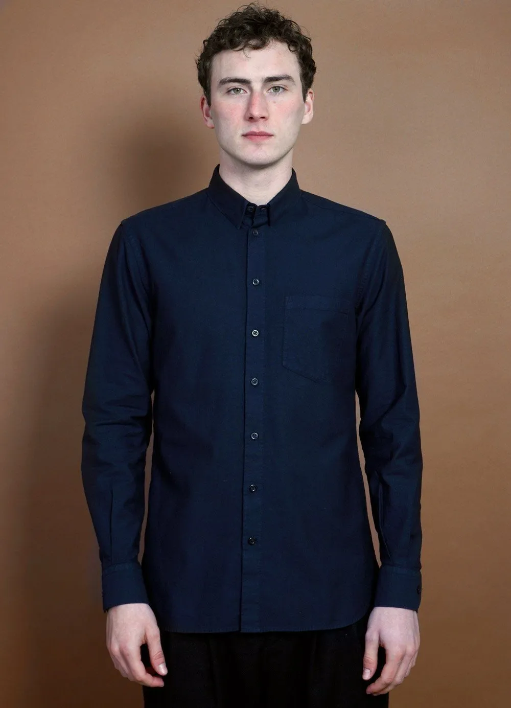 HAAKON | Hidden Button Down Shirt | Navy