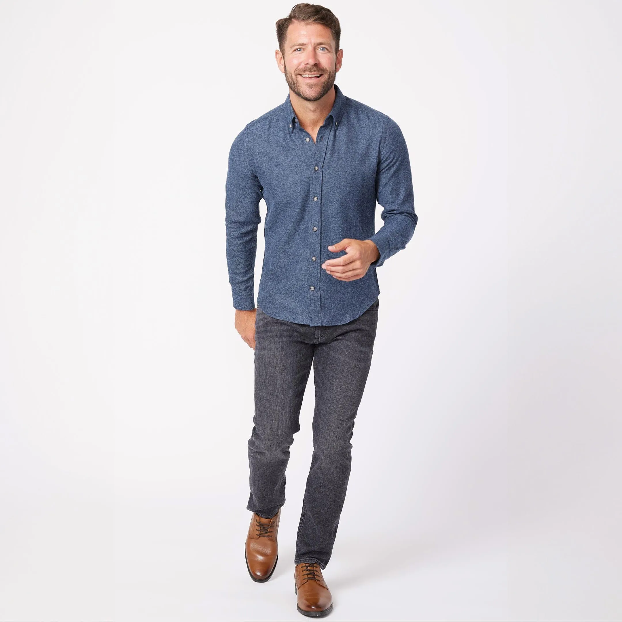 Heather Indigo Brushed Shirt