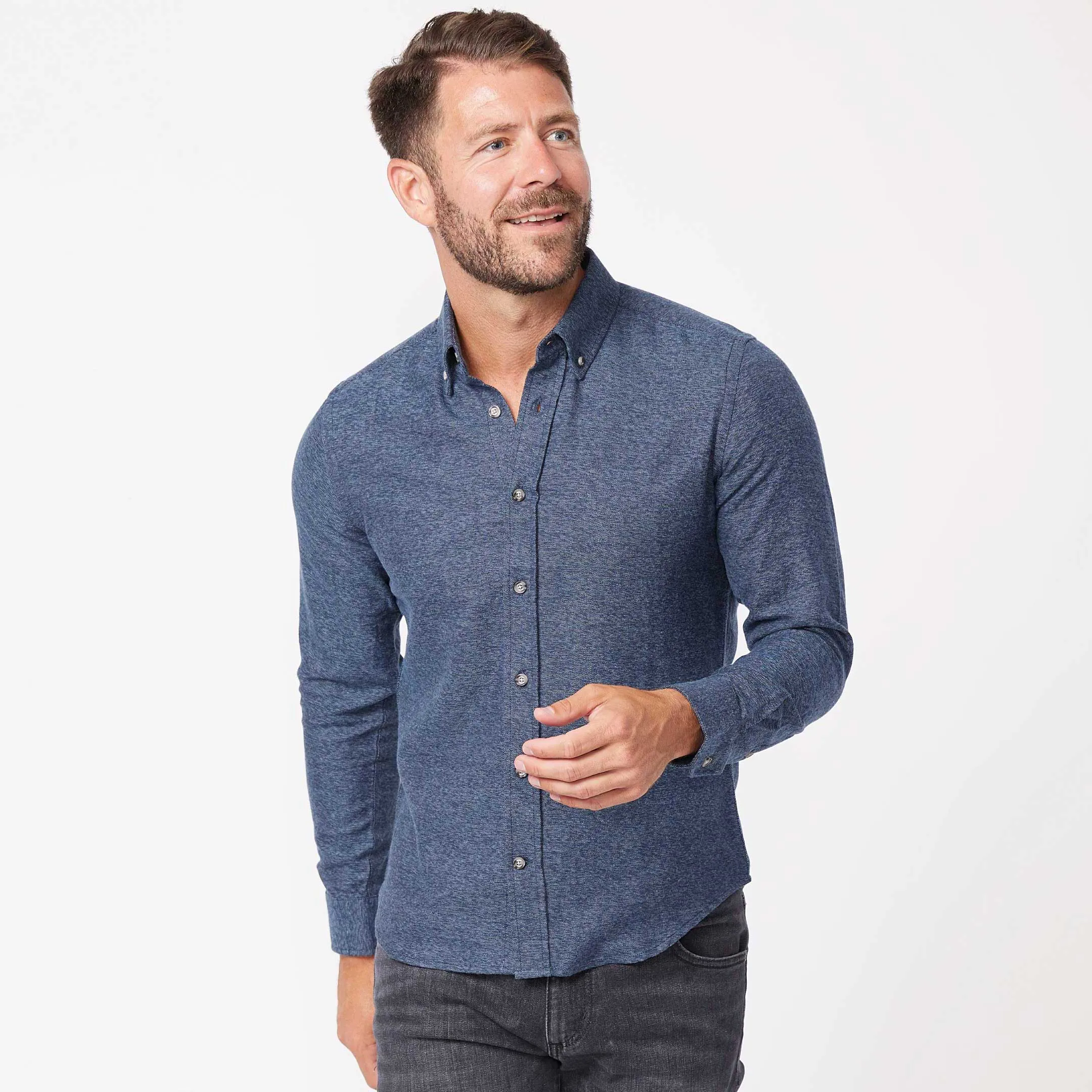 Heather Indigo Brushed Shirt