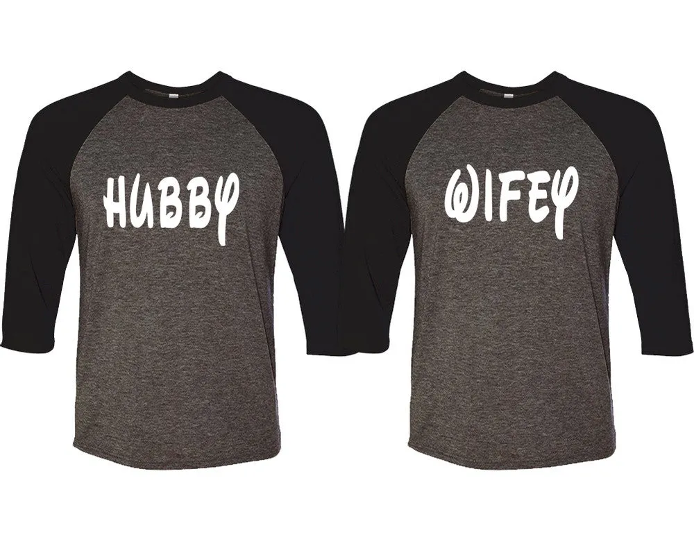 Hubby Wifey Couple Matching Baseball T Shirts