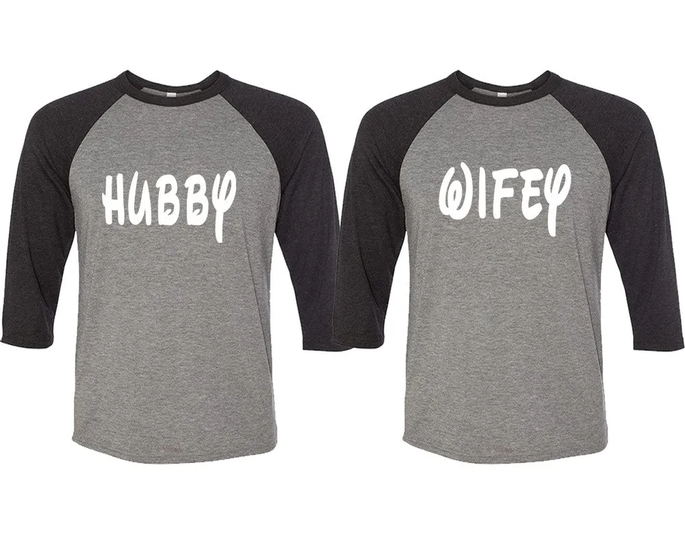 Hubby Wifey Couple Matching Baseball T Shirts