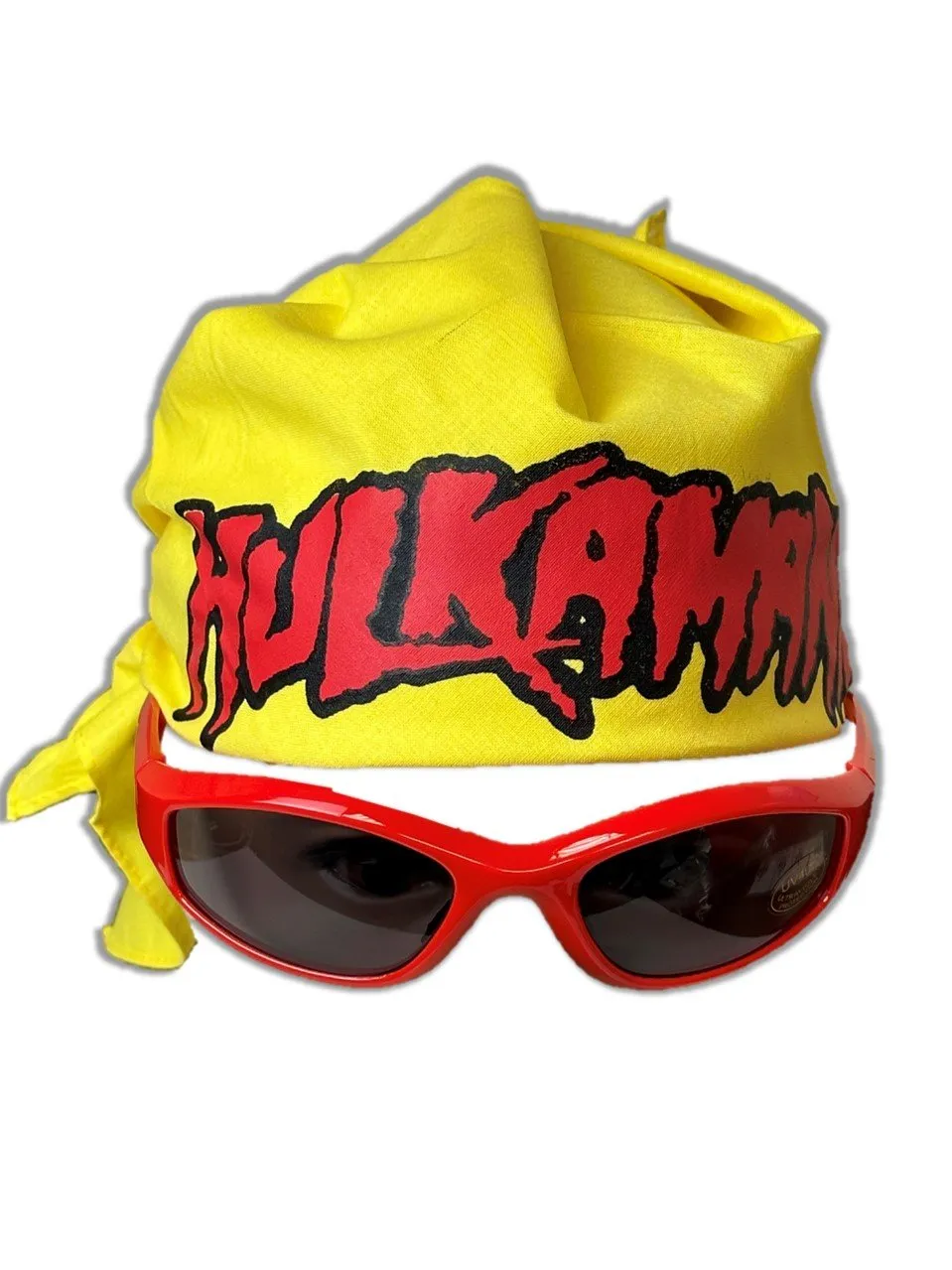 Hulk Hogan Hulkamania Yellow T-shirt Bandana Boa Glasses Costume