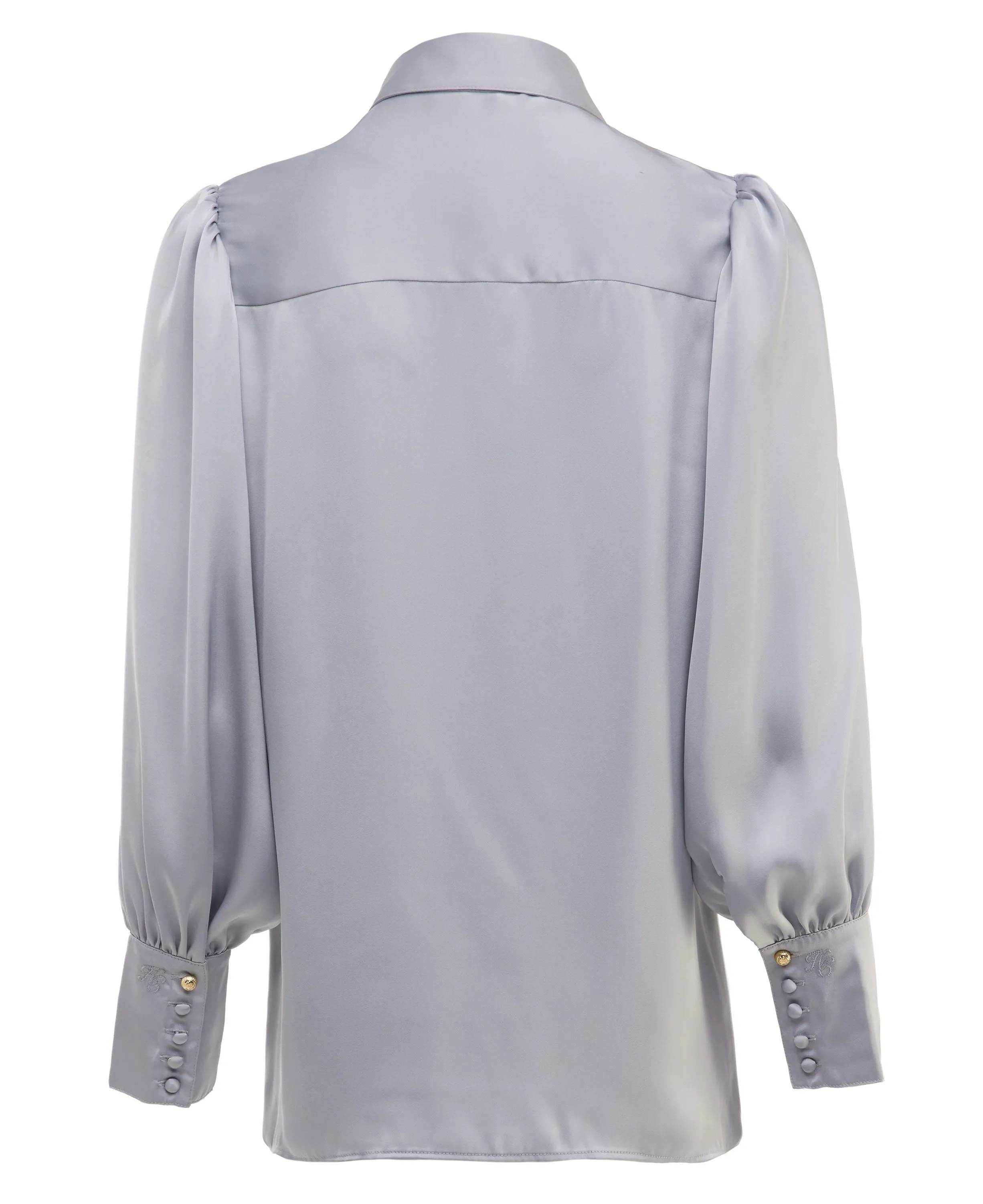 Isla Satin Shirt - Silver Grey