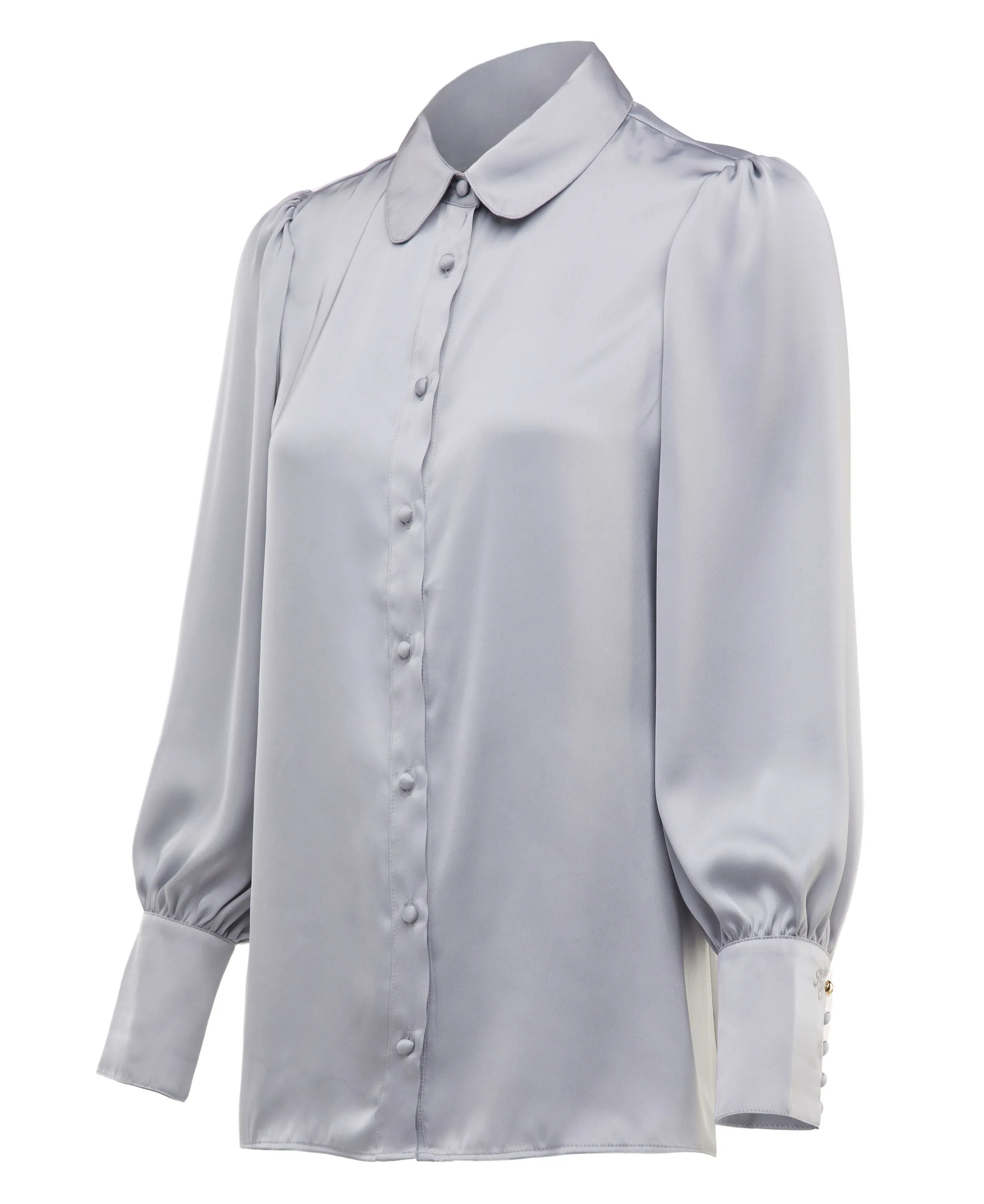 Isla Satin Shirt - Silver Grey