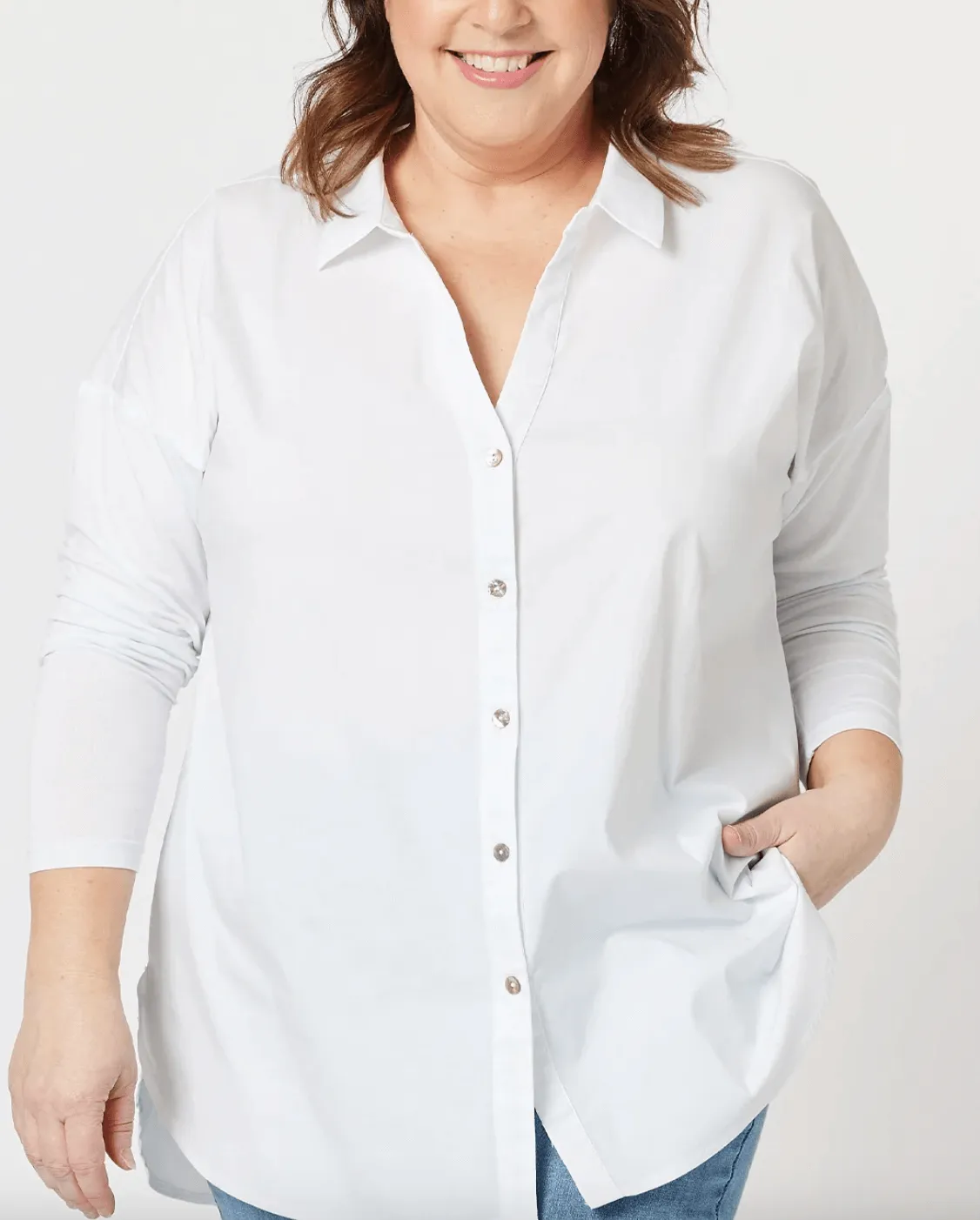 Julia Jersey Sleeve Poplin Shirt