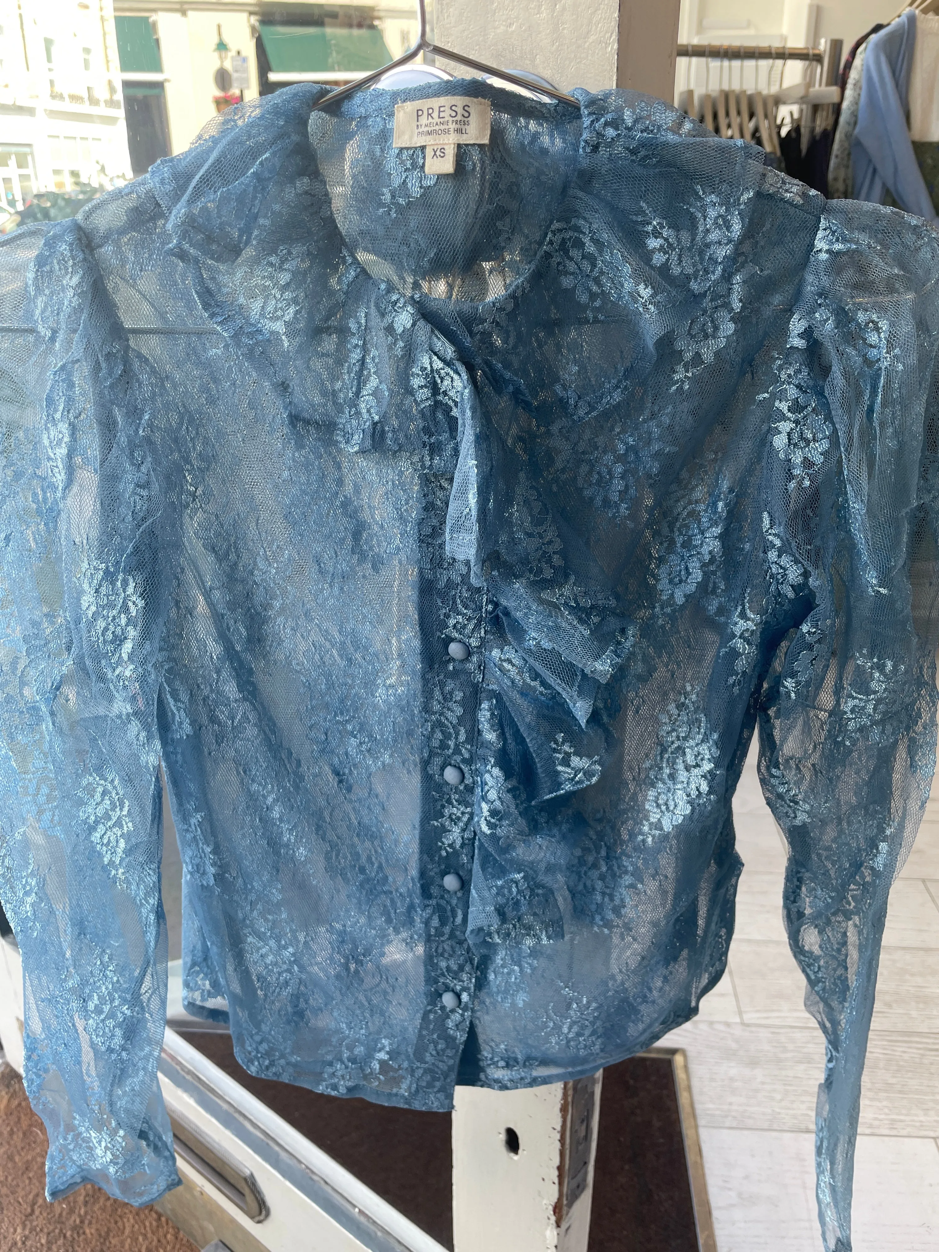 Lace Pierrot Blue Shirt