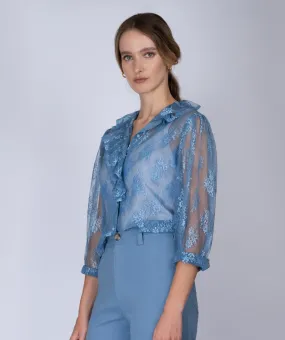 Lace Pierrot Blue Shirt