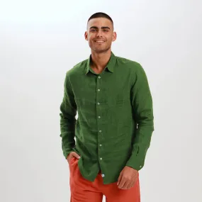 Long Sleeve Linen Shirt | Olive