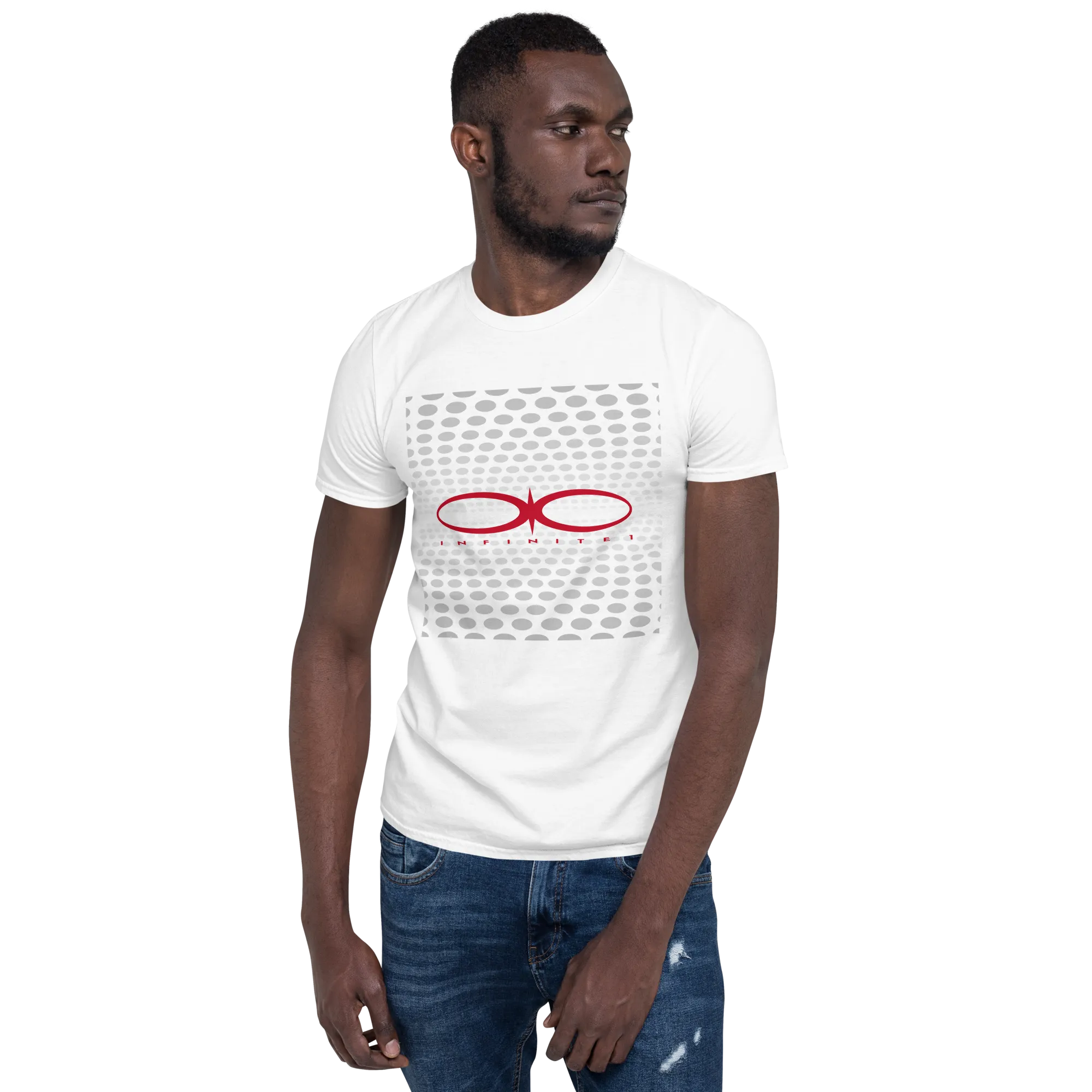 Men's Pattern And Logo White Graphic T-Shirt