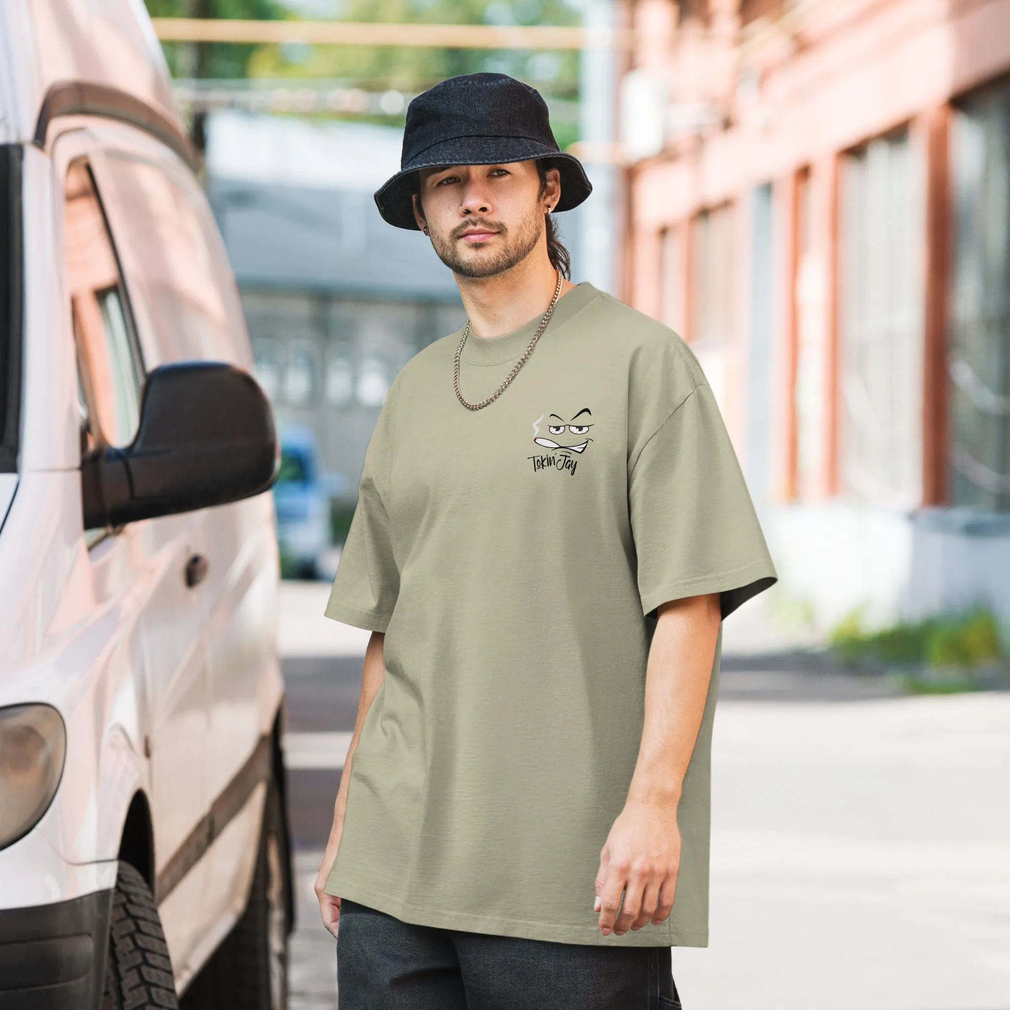 Men's Stoner And Marijuana Theme Oversized Faded T-shirt