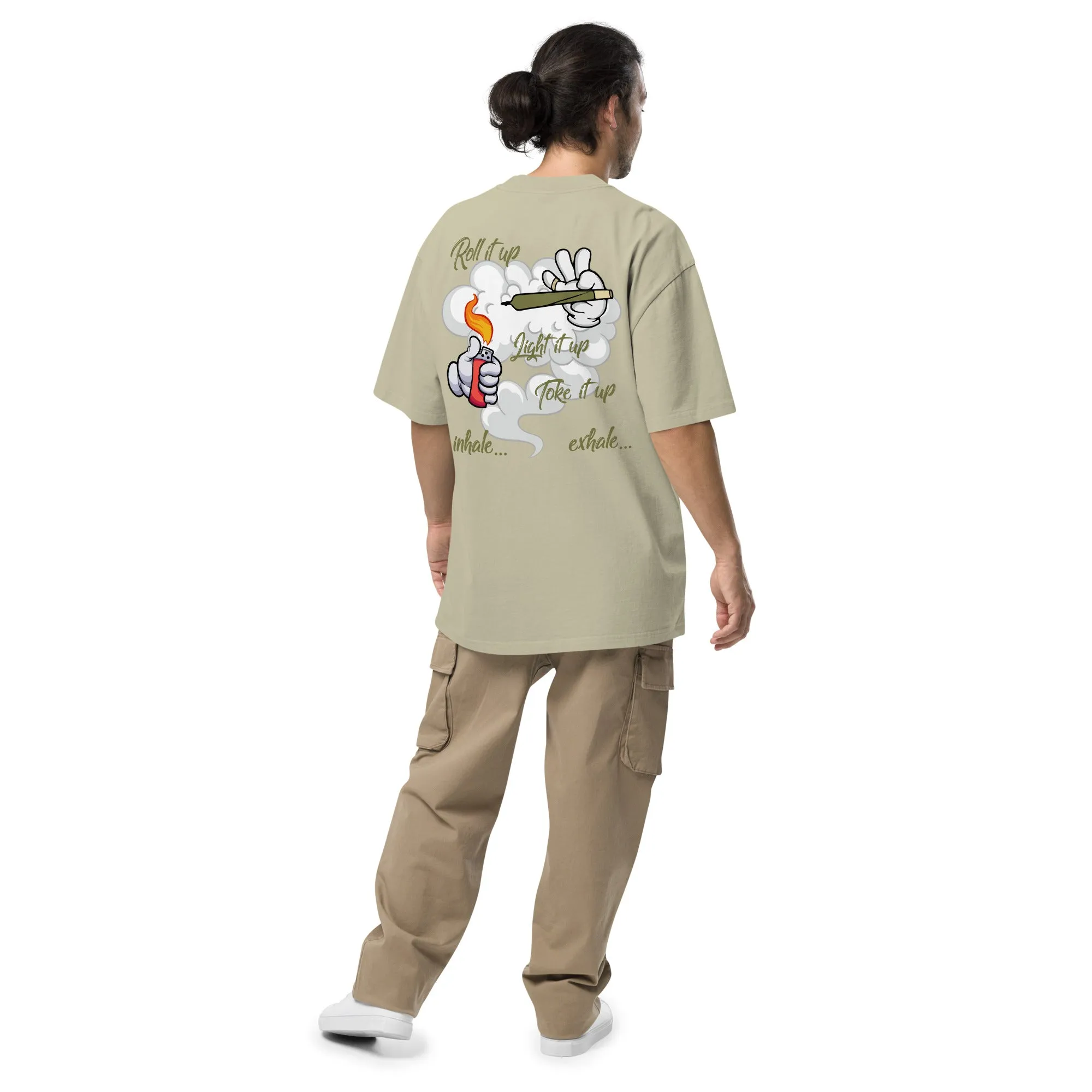 Men's Stoner And Marijuana Theme Oversized Faded T-shirt