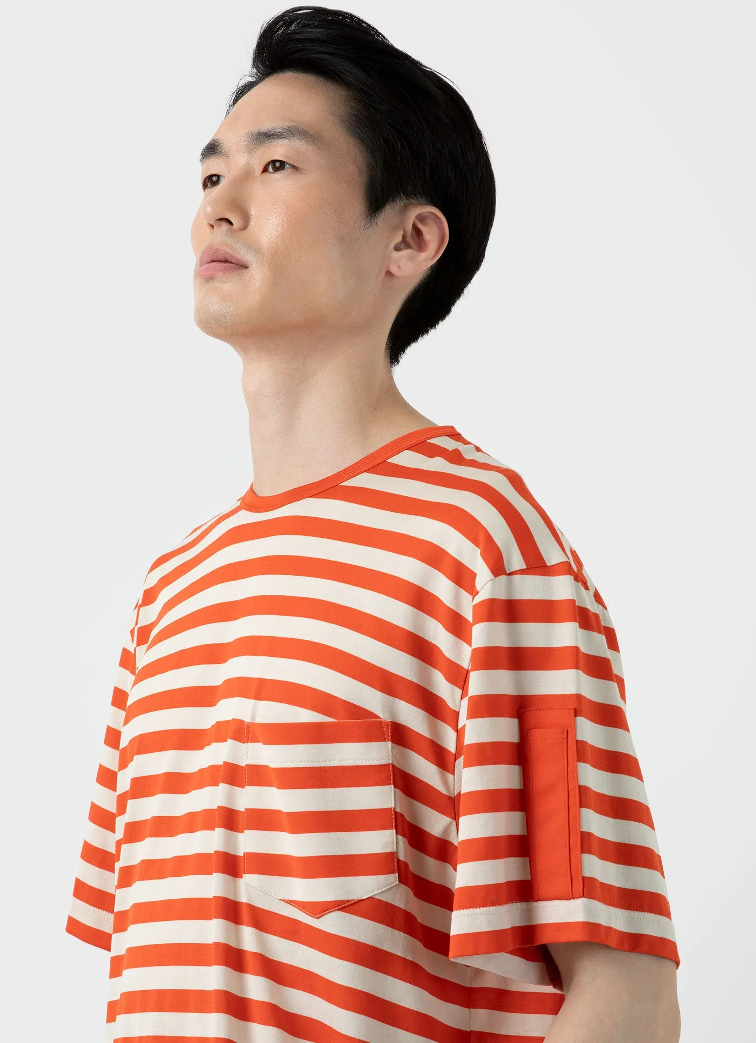 Men's Sunspel x Nigel Cabourn T-shirt in Orange/Stone White