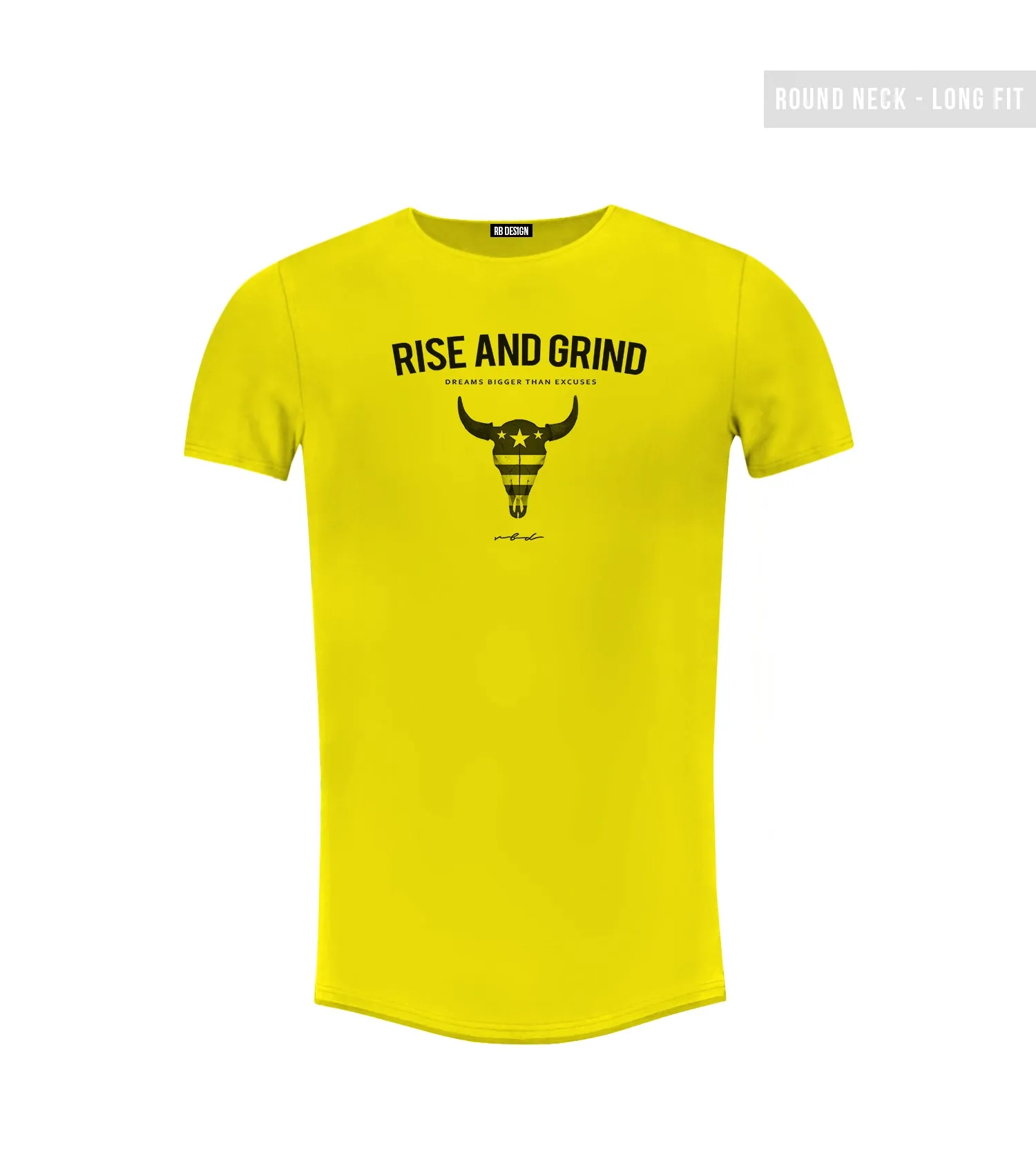 Men's T-shirt "Rise and Grind" Round Neck Long Fit MD932