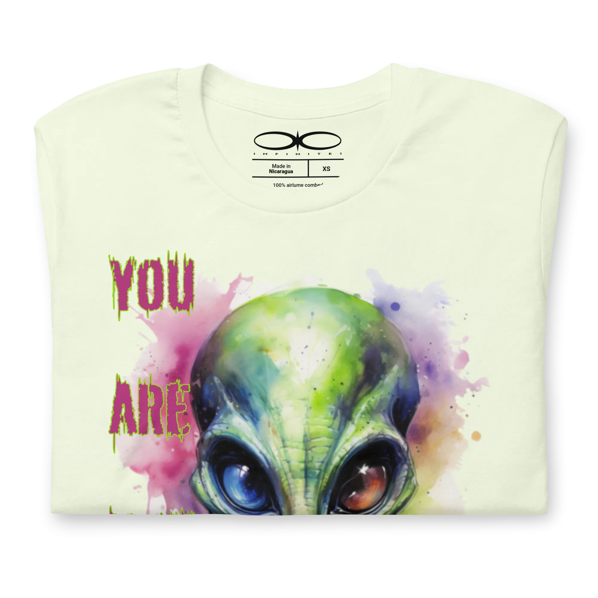 Men's You Are Not Alone Alien Watercolor Effect Graphic Tee