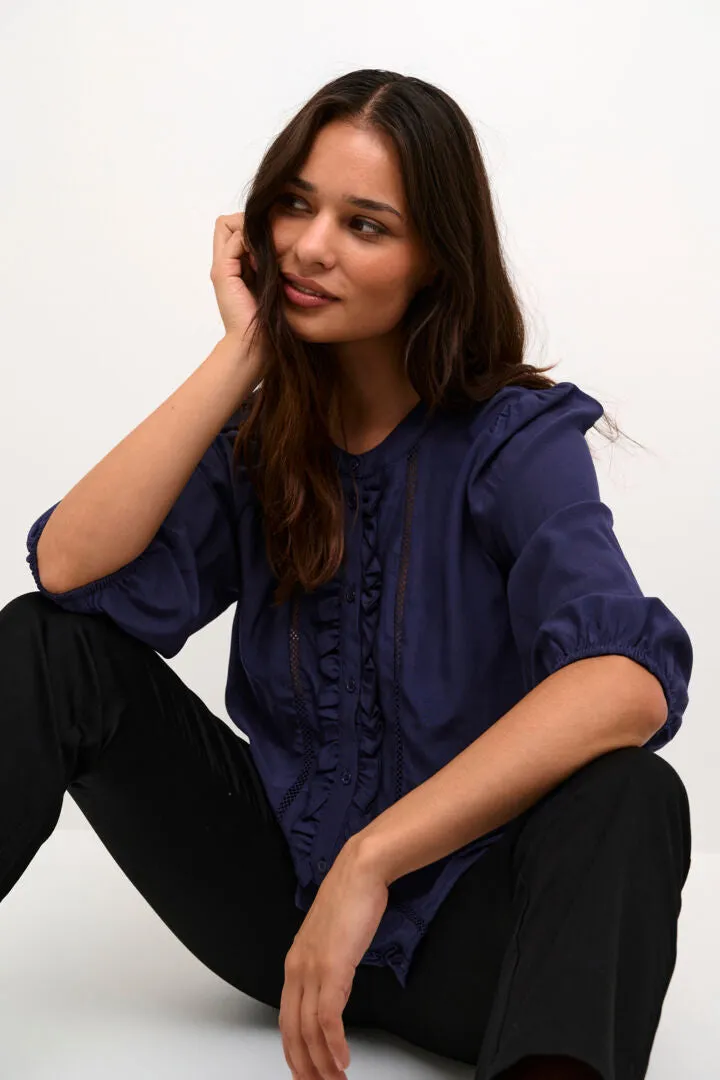 Navy Cotton Blouse