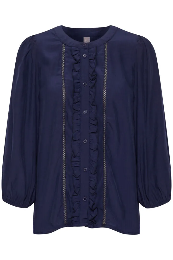 Navy Cotton Blouse