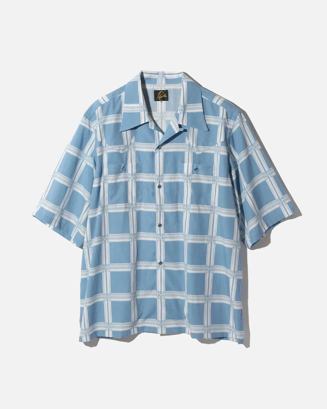 Needles S/S Cowboy One-Up Shirt - R/C Lawn Cloth Papillion Plaid - Blue