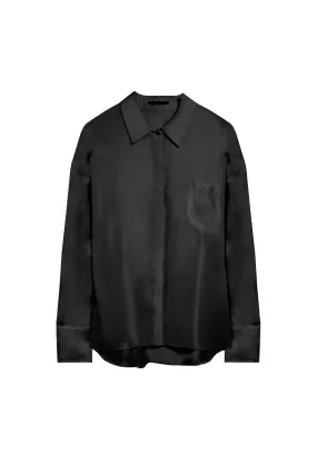 Oversized Habotai Button Down - Black