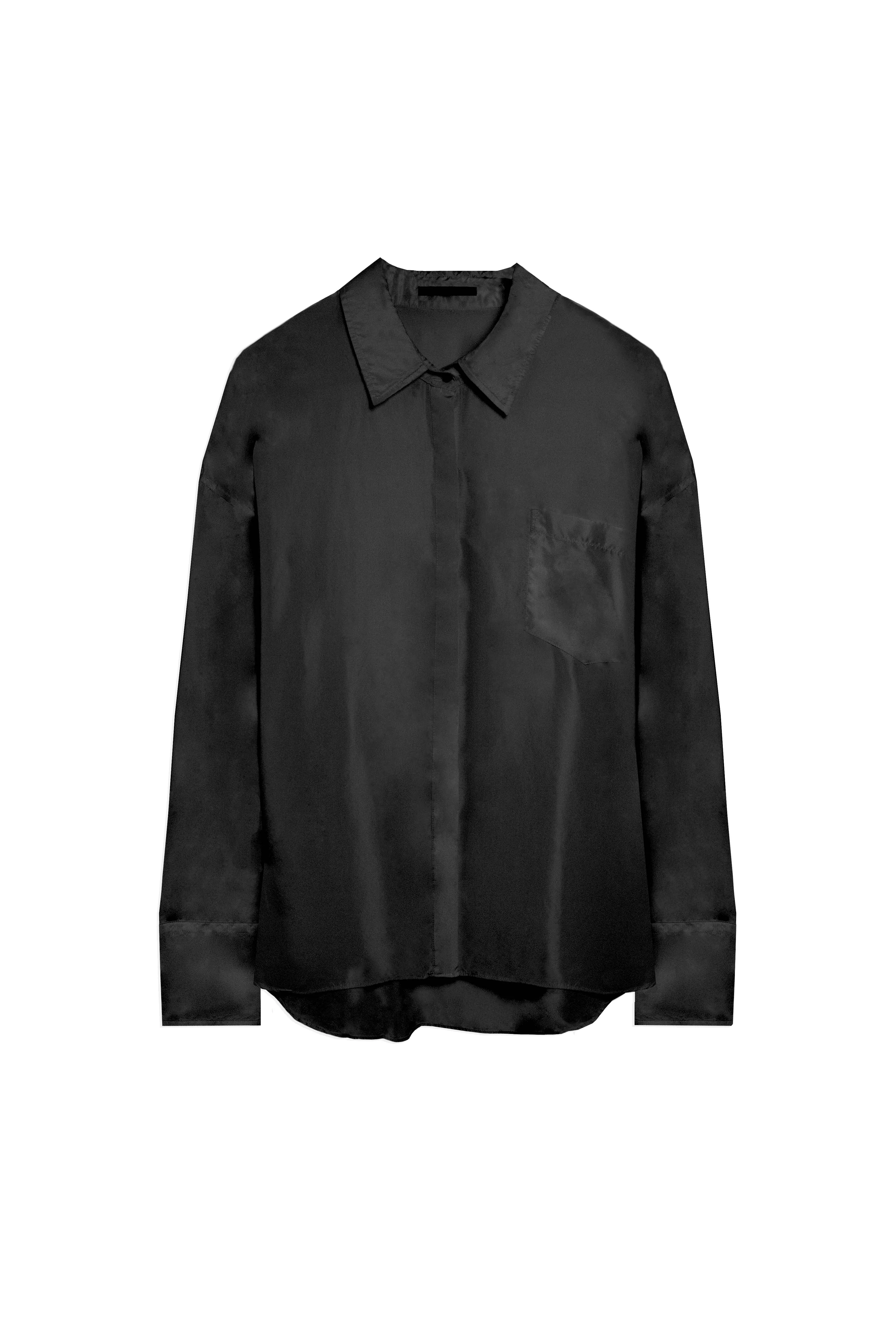 Oversized Habotai Button Down - Black