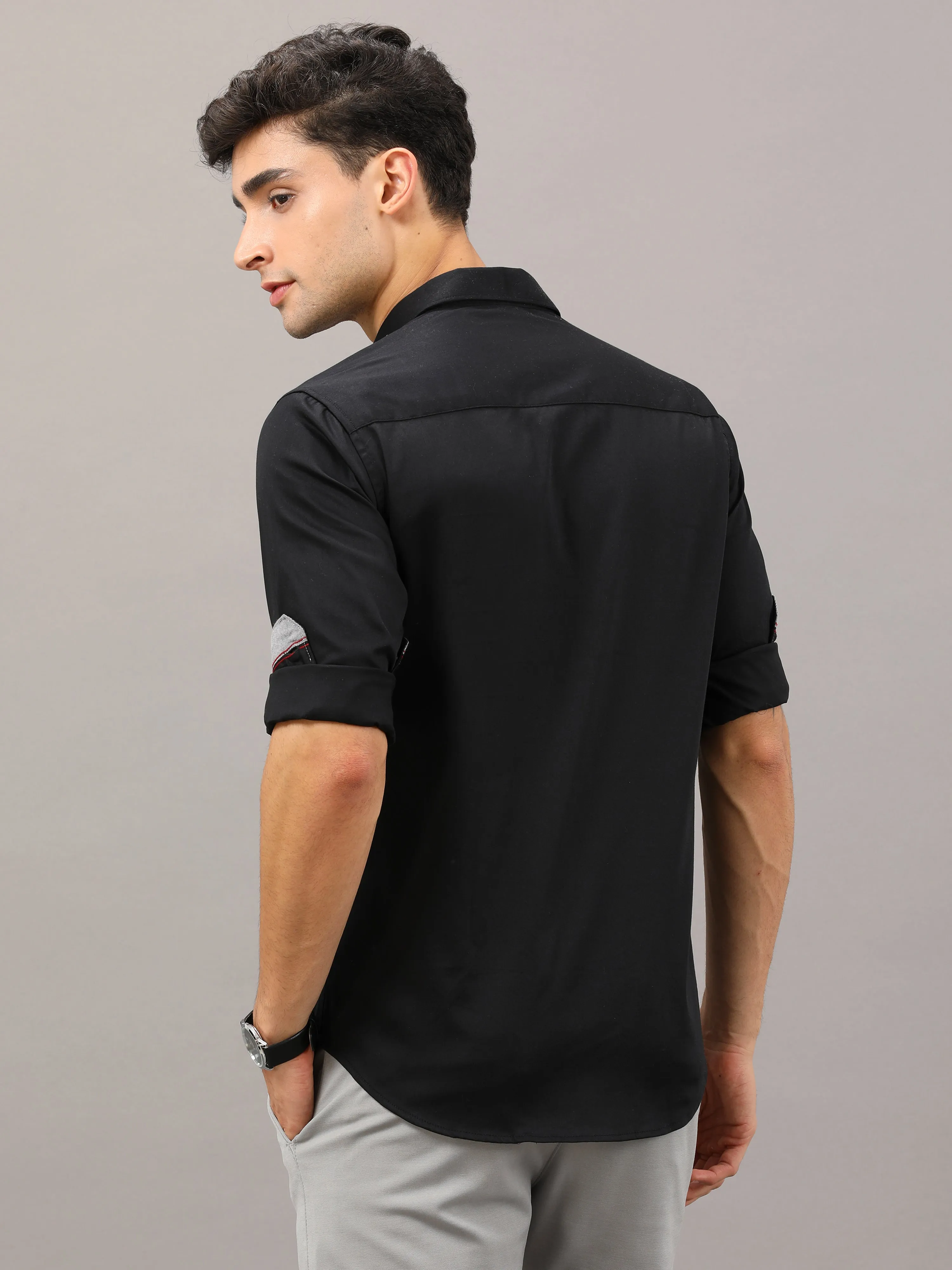 Plain Black Shirt Full Sleeve