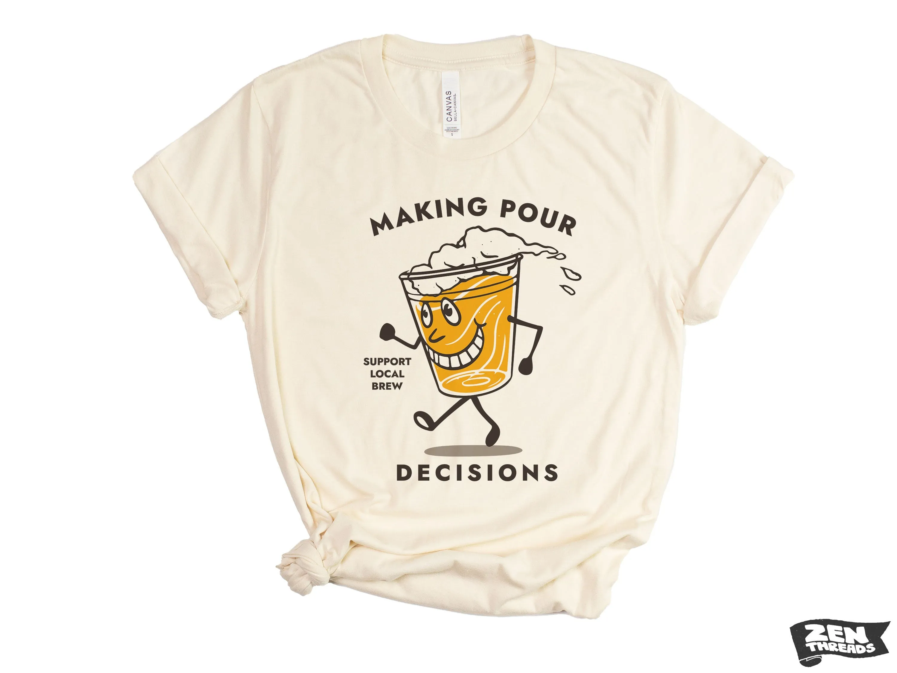 Pour Decisions Craft Beer T-Shirt - Eco-Friendly | Vintage Soft Unisex Tee