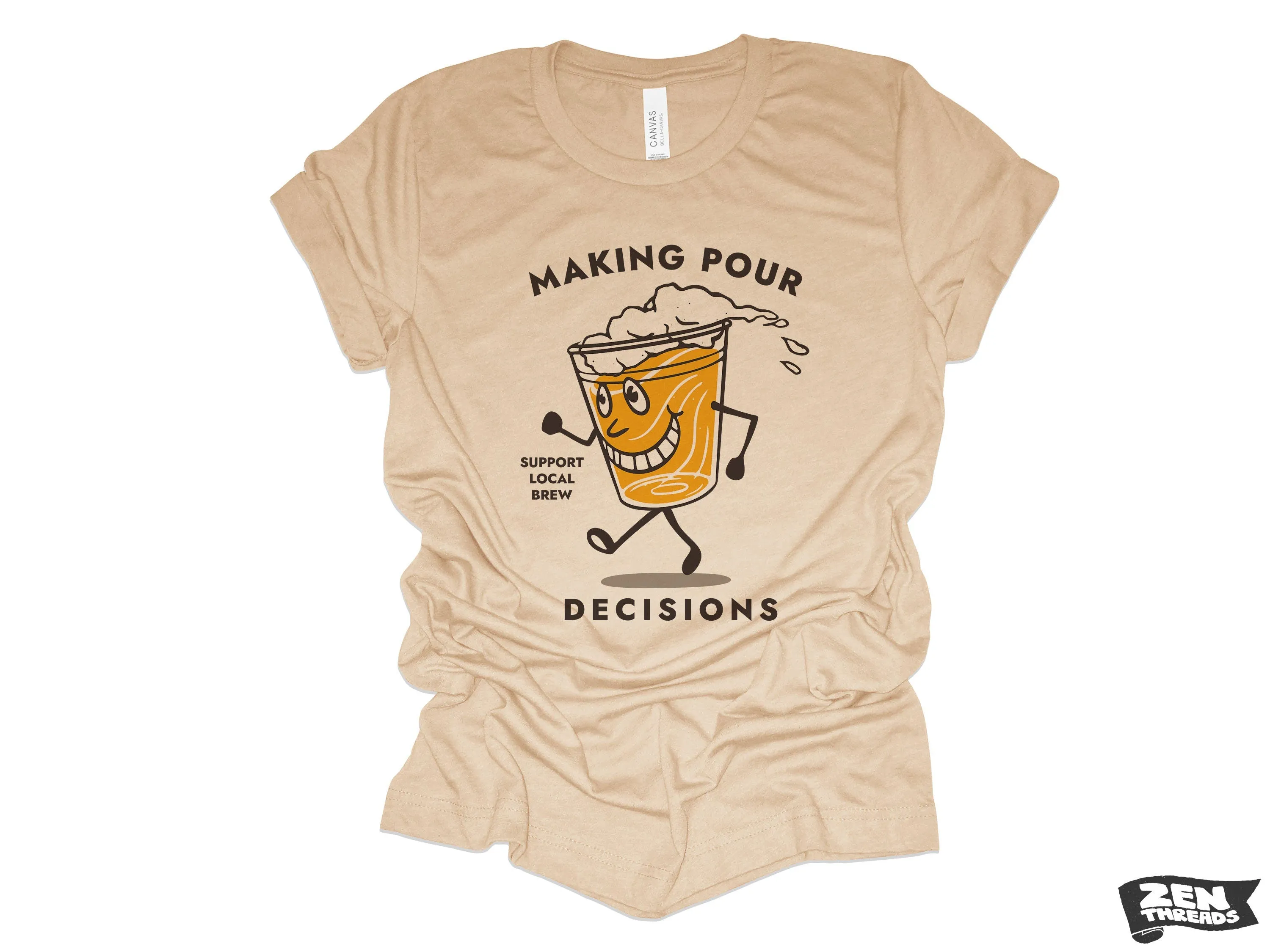 Pour Decisions Craft Beer T-Shirt - Eco-Friendly | Vintage Soft Unisex Tee