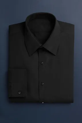 "Como" Black Laydown Tuxedo Shirt