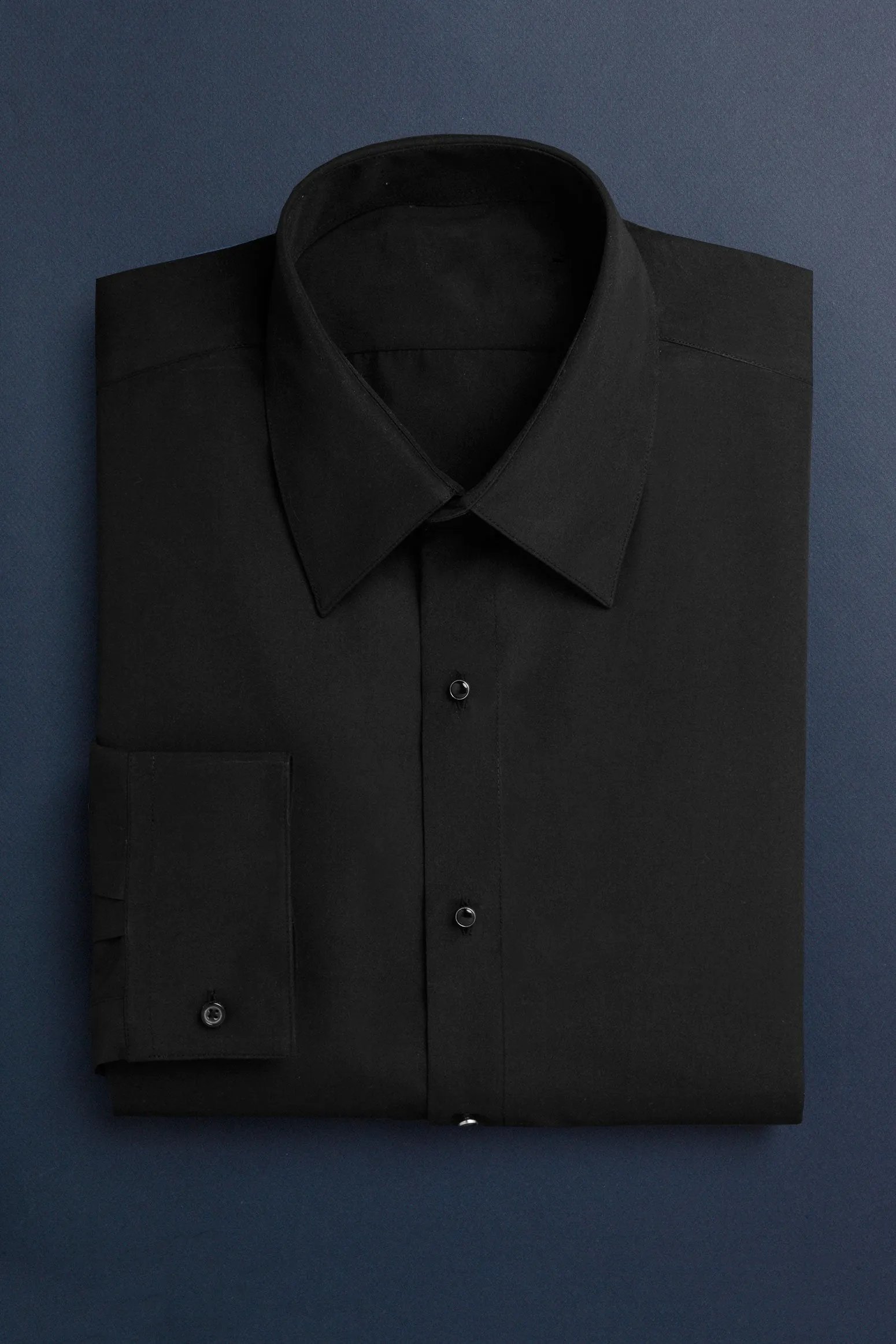 "Como" Black Laydown Tuxedo Shirt