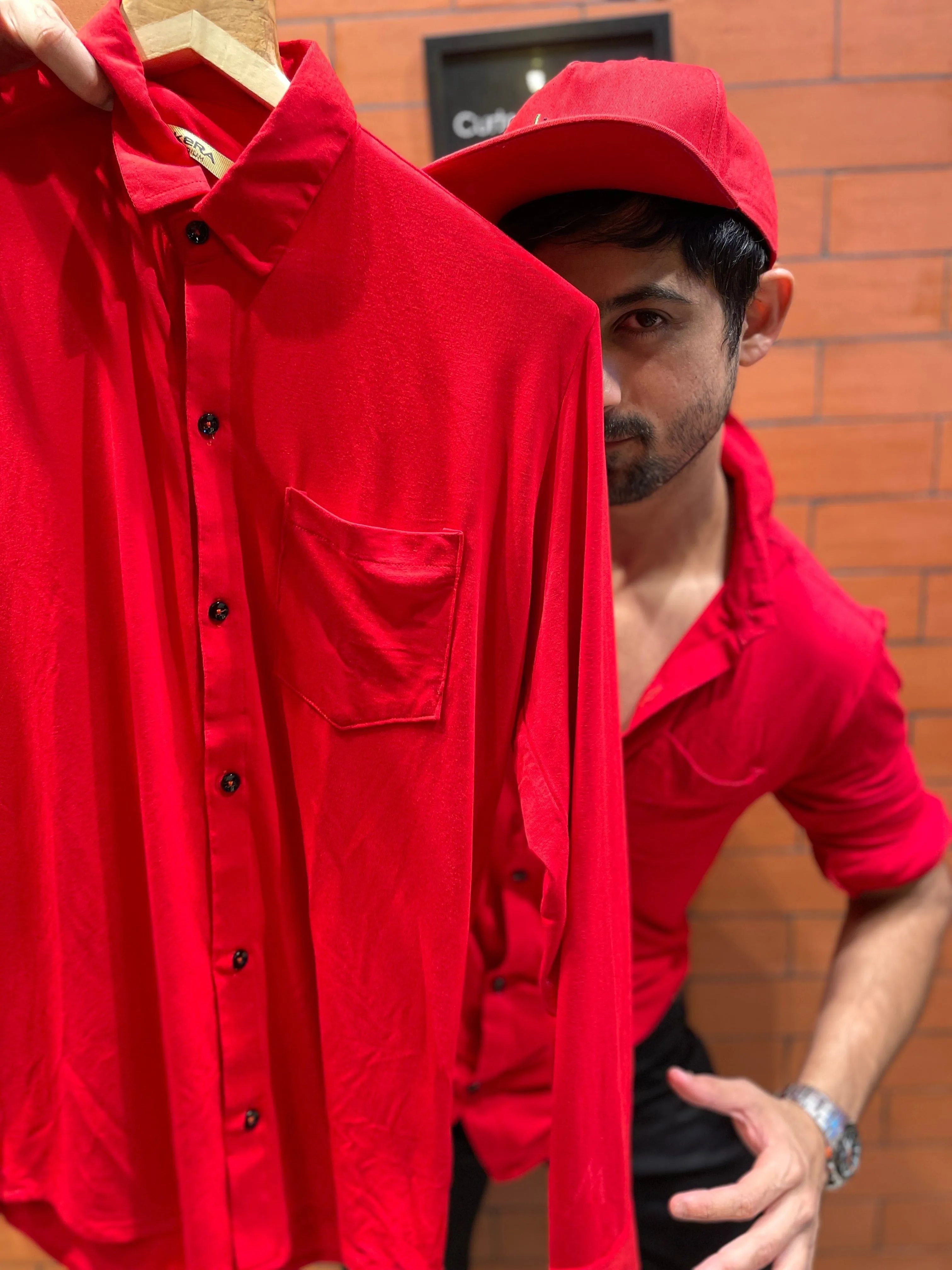 Red Viscose Fabric Shirt