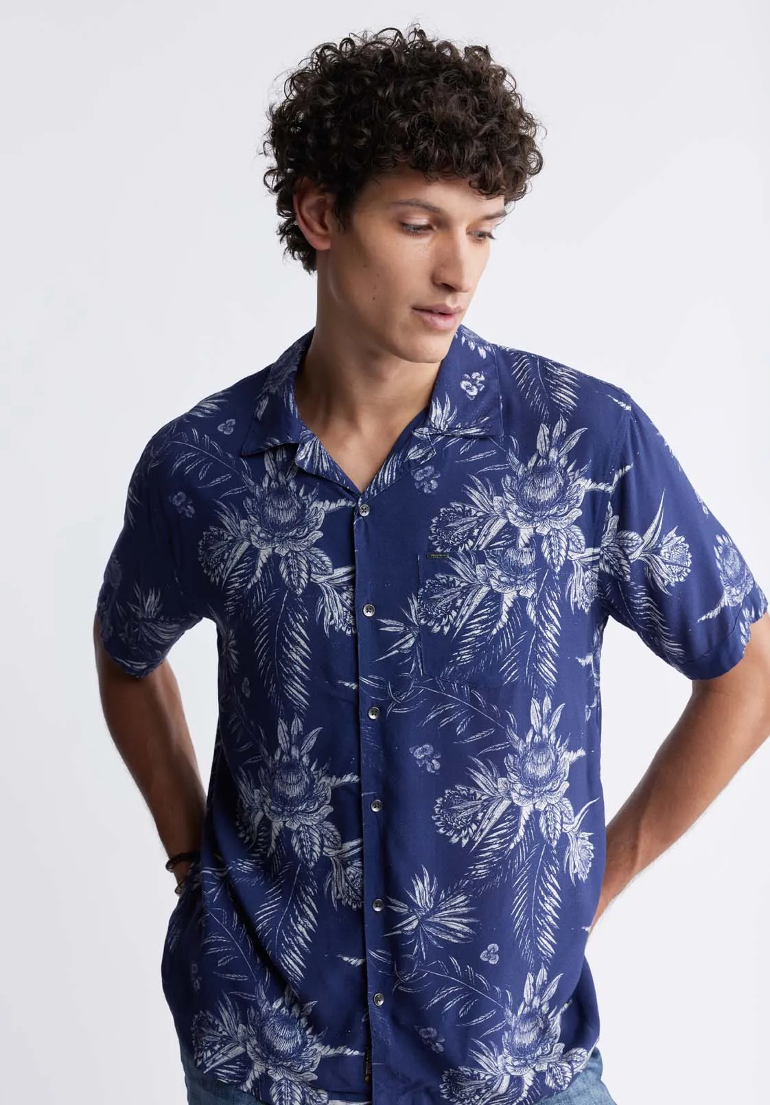 Sidny Men's Short-Sleeve Printed Shirt in Blue Depths - BM24287