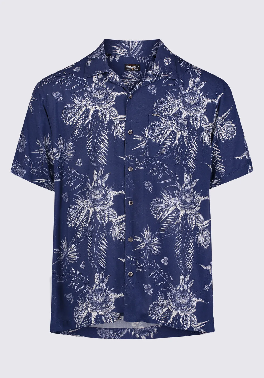 Sidny Men's Short-Sleeve Printed Shirt in Blue Depths - BM24287