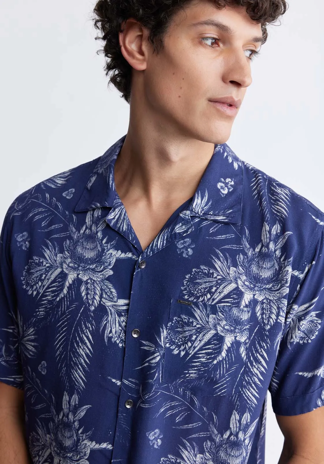 Sidny Men's Short-Sleeve Printed Shirt in Blue Depths - BM24287