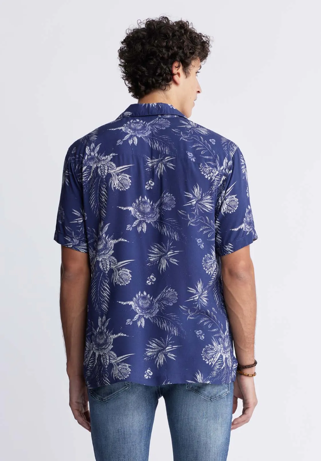 Sidny Men's Short-Sleeve Printed Shirt in Blue Depths - BM24287