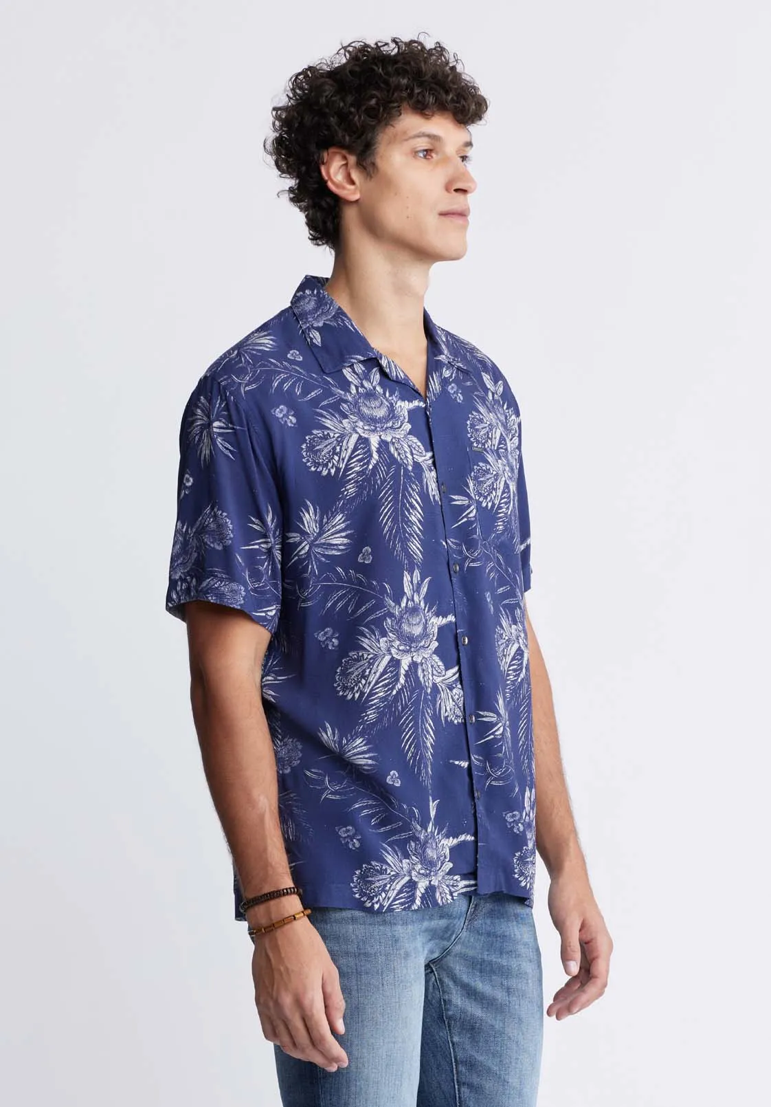 Sidny Men's Short-Sleeve Printed Shirt in Blue Depths - BM24287